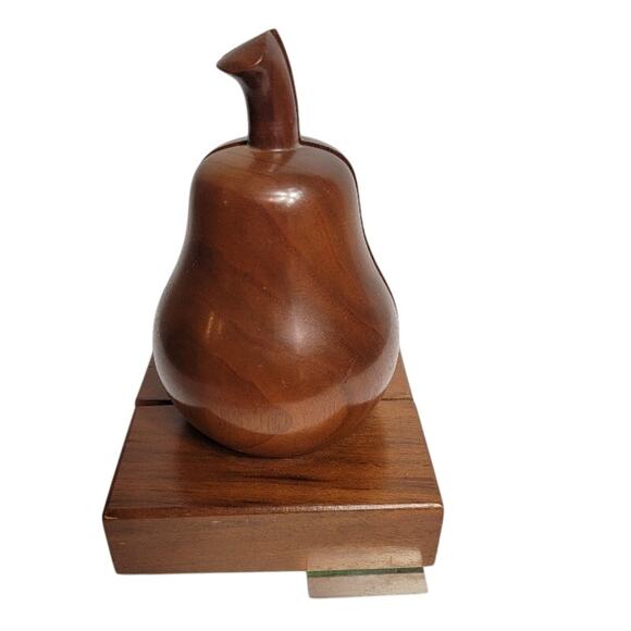 Vintage MCM Mahogany Wood Pear Apple Bookends Teacher Home Decor Library - Picture 5 of 8